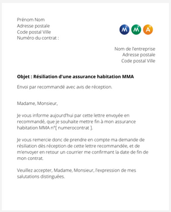 Résilier une assurance habitation MMA